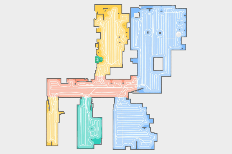 Пути уборки показывают принцип работы лазерной навигации в приложении Roborock S8 Pro Ultra.
